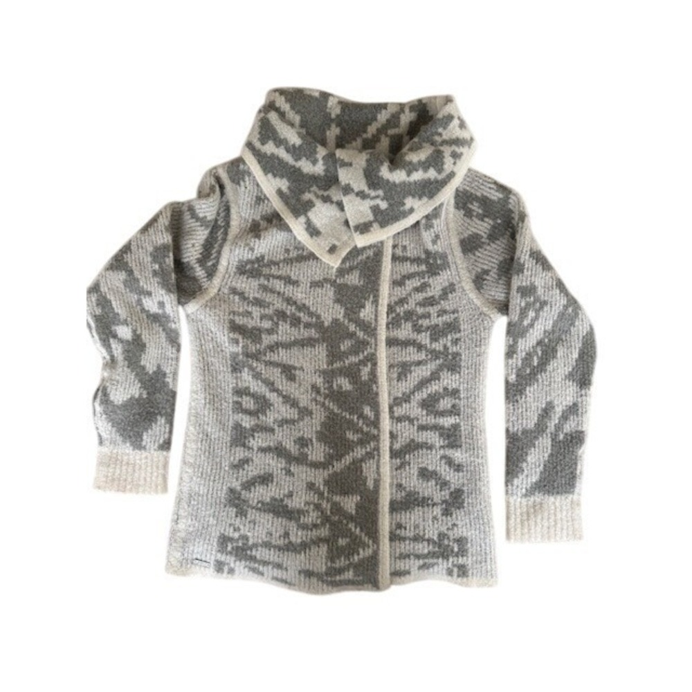 Prana Gray Patterned Cowl Neck Long Sleeve Knit Sweater Women's - Size M